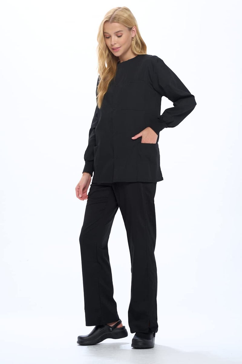 Natural Uniforms Warm Up Scrub Jacket-Black-Medium - Image 3